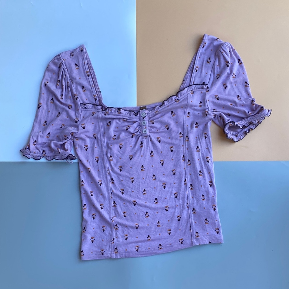 Free People Lavender Floral Blouse